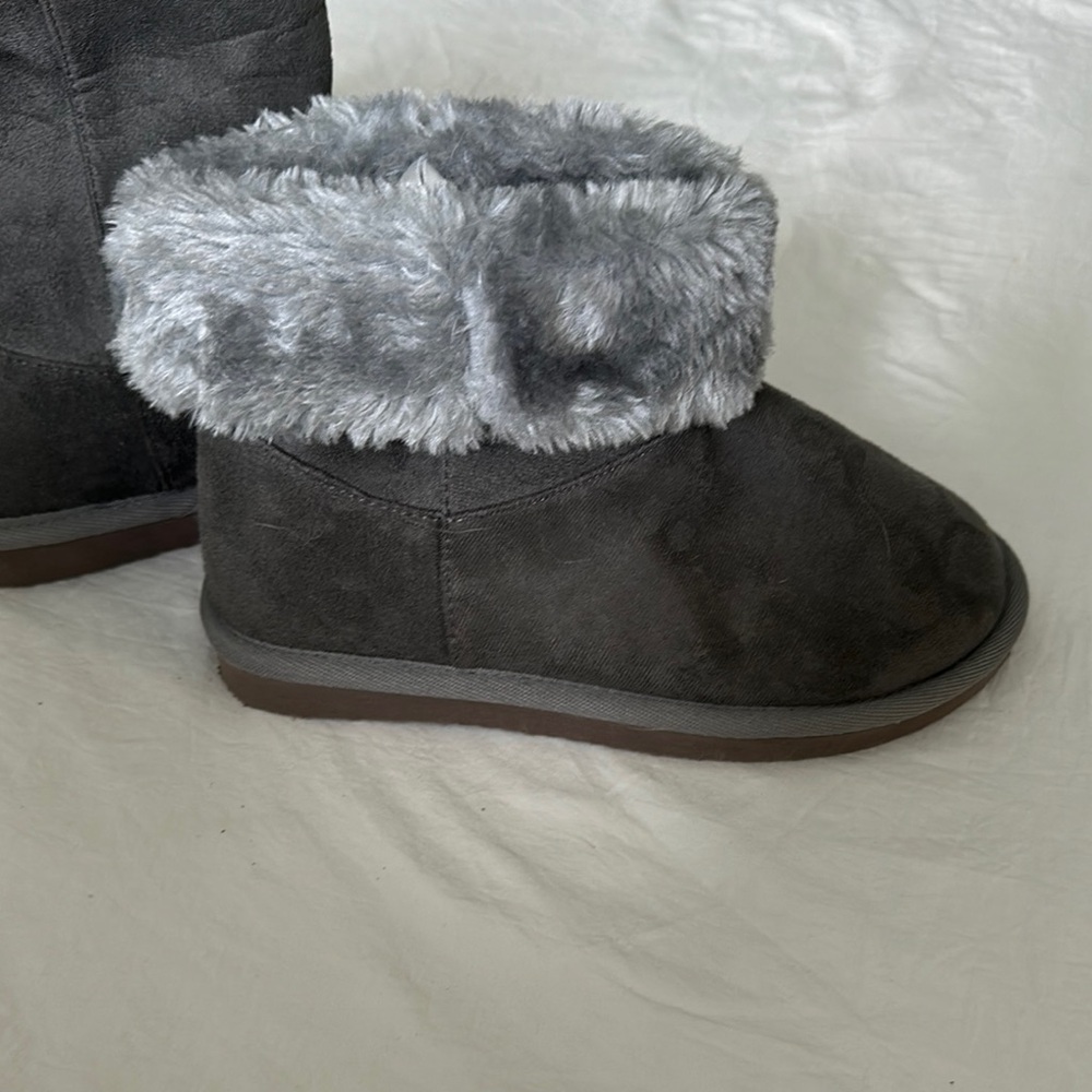 Gray Faux Fur Lined Women's Boots